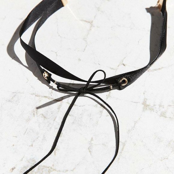 Urban Outfitters Jewelry Urban Outfitters Womens Black Satin Laceup